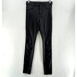 Dr Denim Jeans Women's M Black Plenty Black Mid-Rise Skinny Stretch Faux Leather